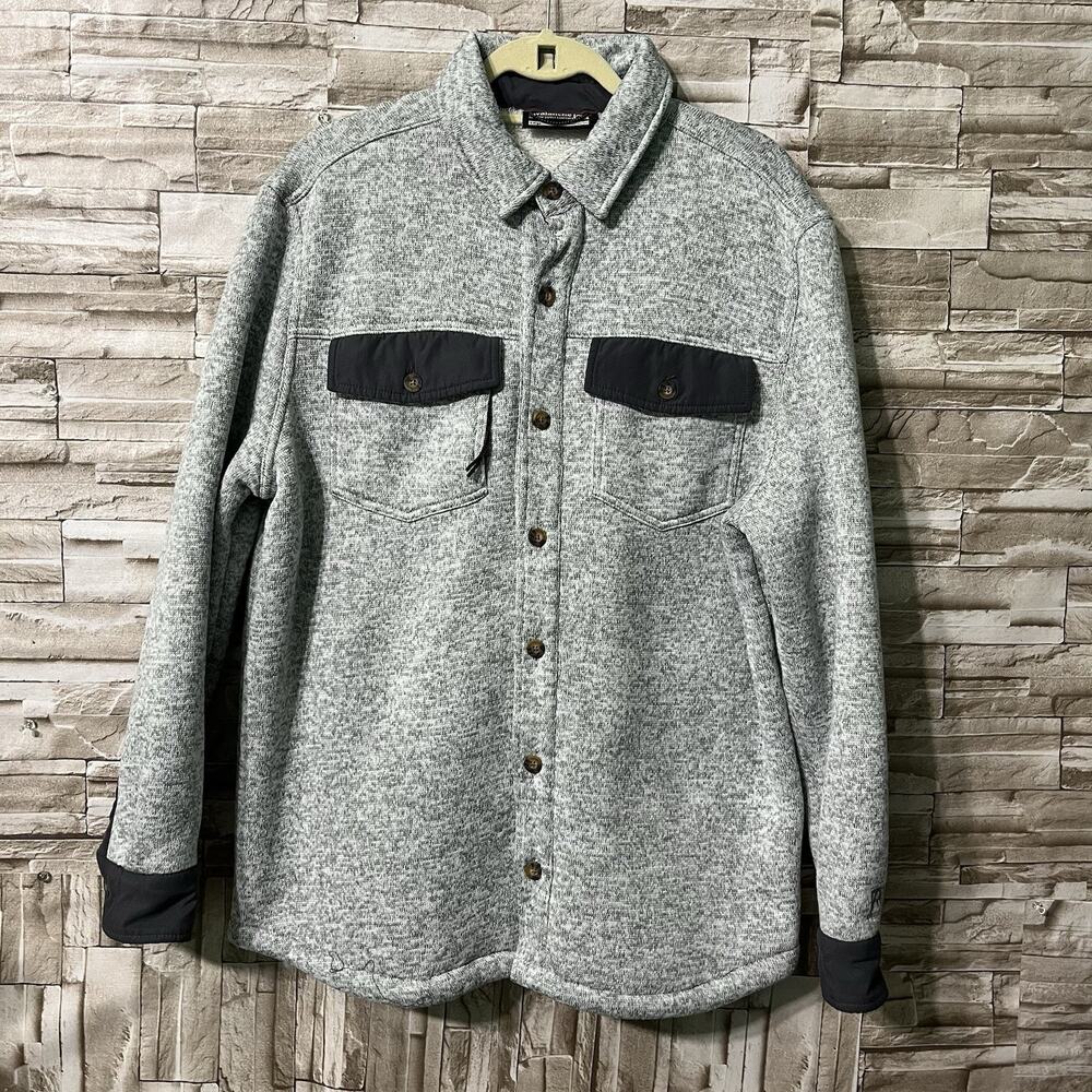 AVALANCHE Gray Faux SHERPA LINED SHIRT JACKET BUTTON UP Men's Size Large